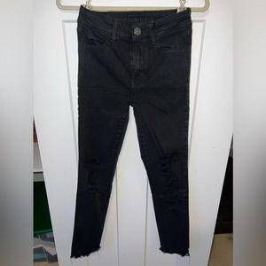 Black American Eagle High-Rise Jegging Crop Jeans